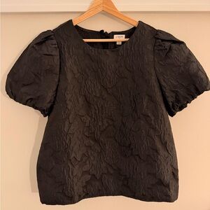 J. Crew Elegant Black Textured Blouse